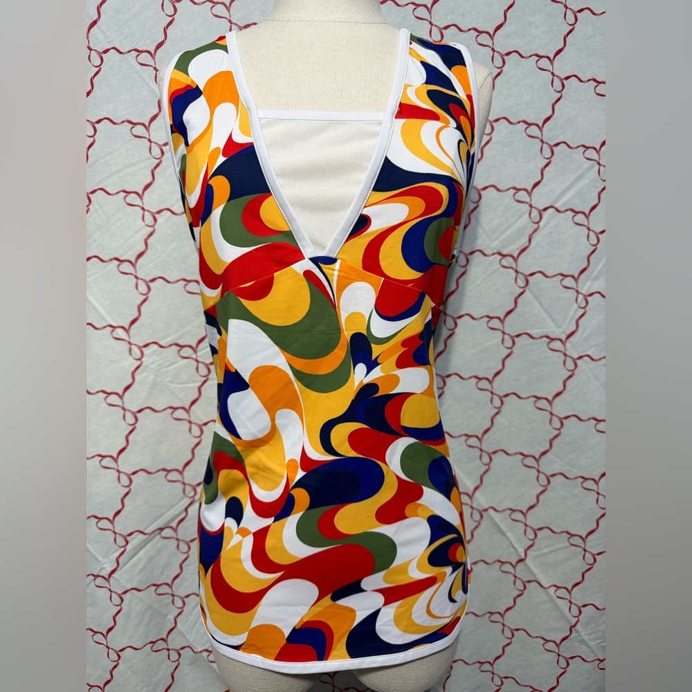 Original Penguin Women’s Sleeveless Golf Top NWT Bright White Bold Print Size L